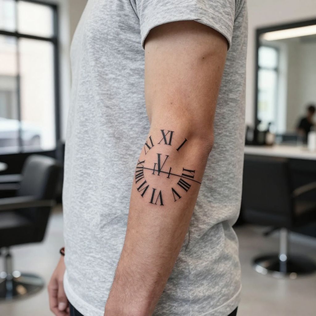 Roman Numeral Band forearm tattoo idea