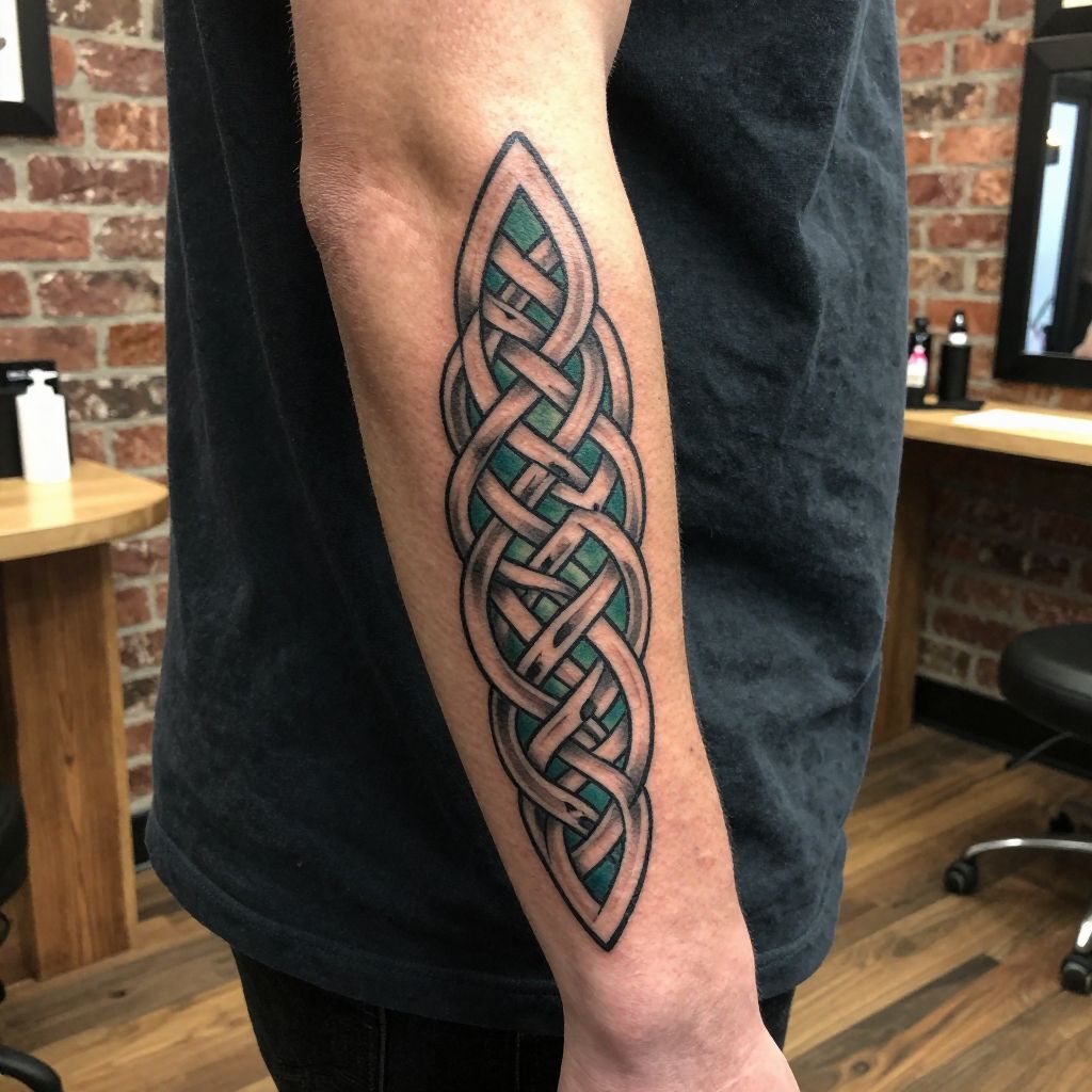 Celtic knot forearm tattoo ideas for men