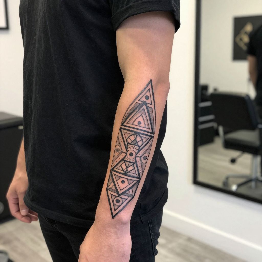 Geometric forearm tattoo ideas for men