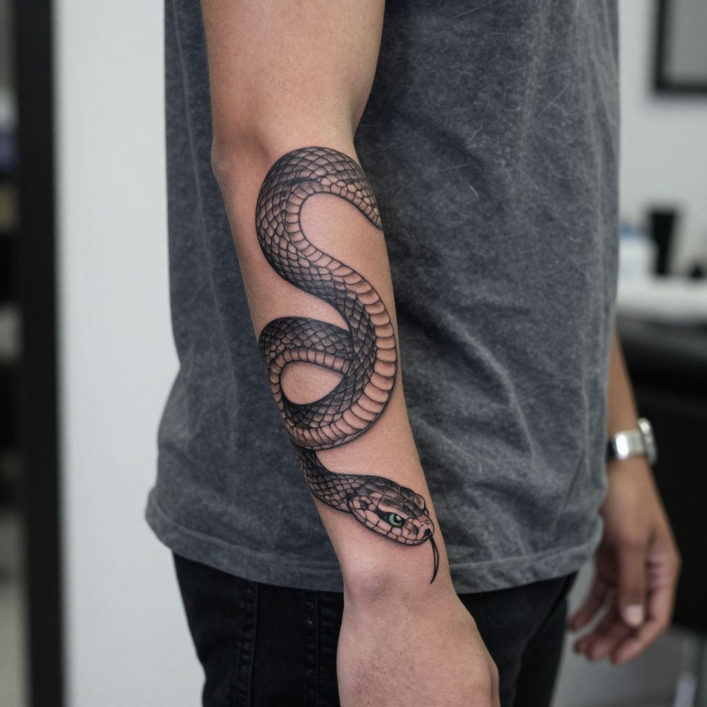 Snake forearm tattoo ideas for men