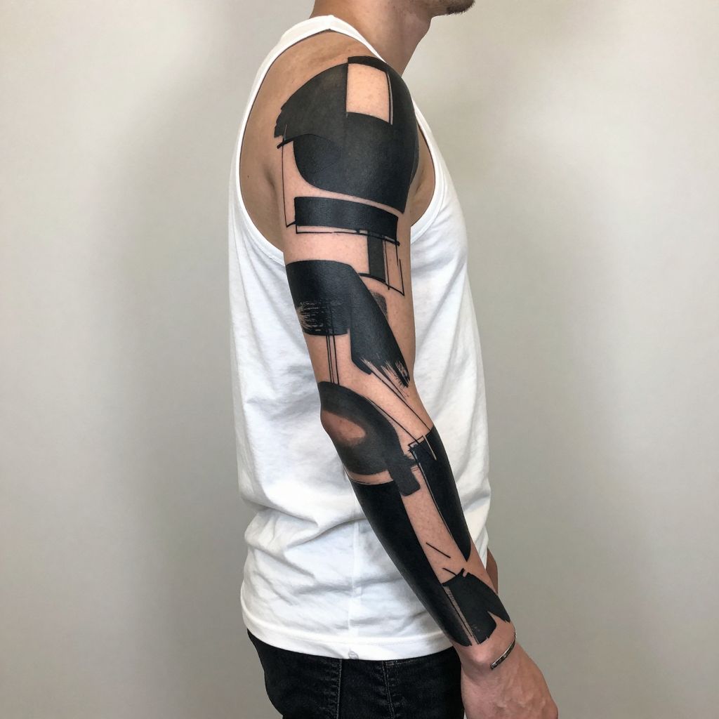 Abstract Blackwork Sleeve full sleeve tattoo idea