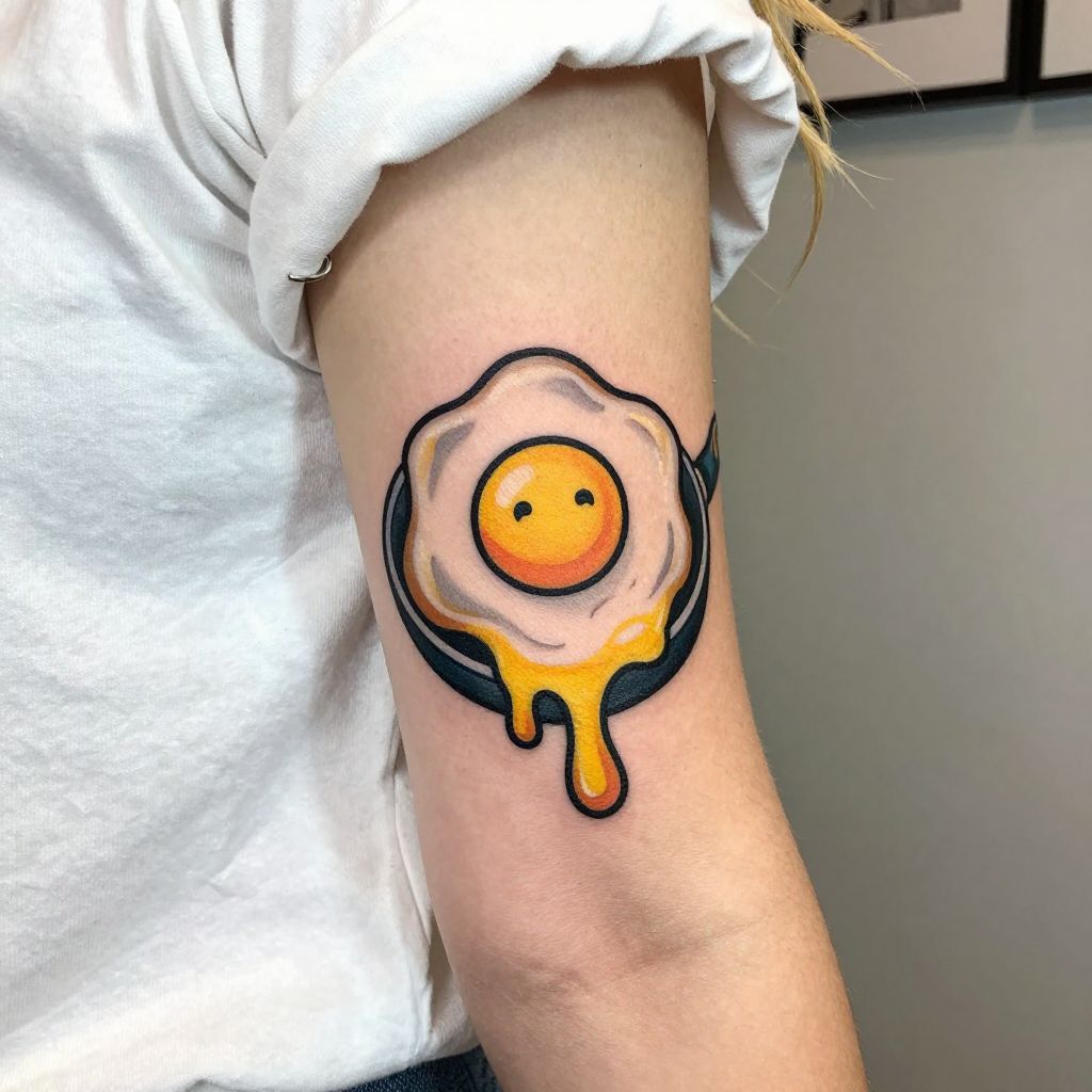 The Overcooked Egg Yolk Face Tattoo