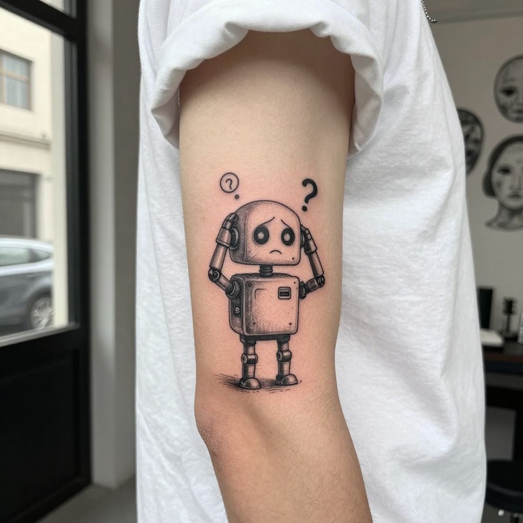 The Confused Robot Sketch Tattoo