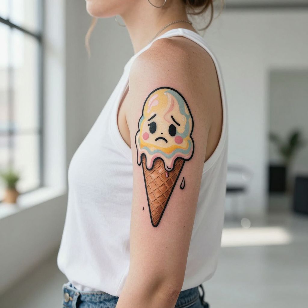 The Melting Ice Cream Cone Warning Tattoo
