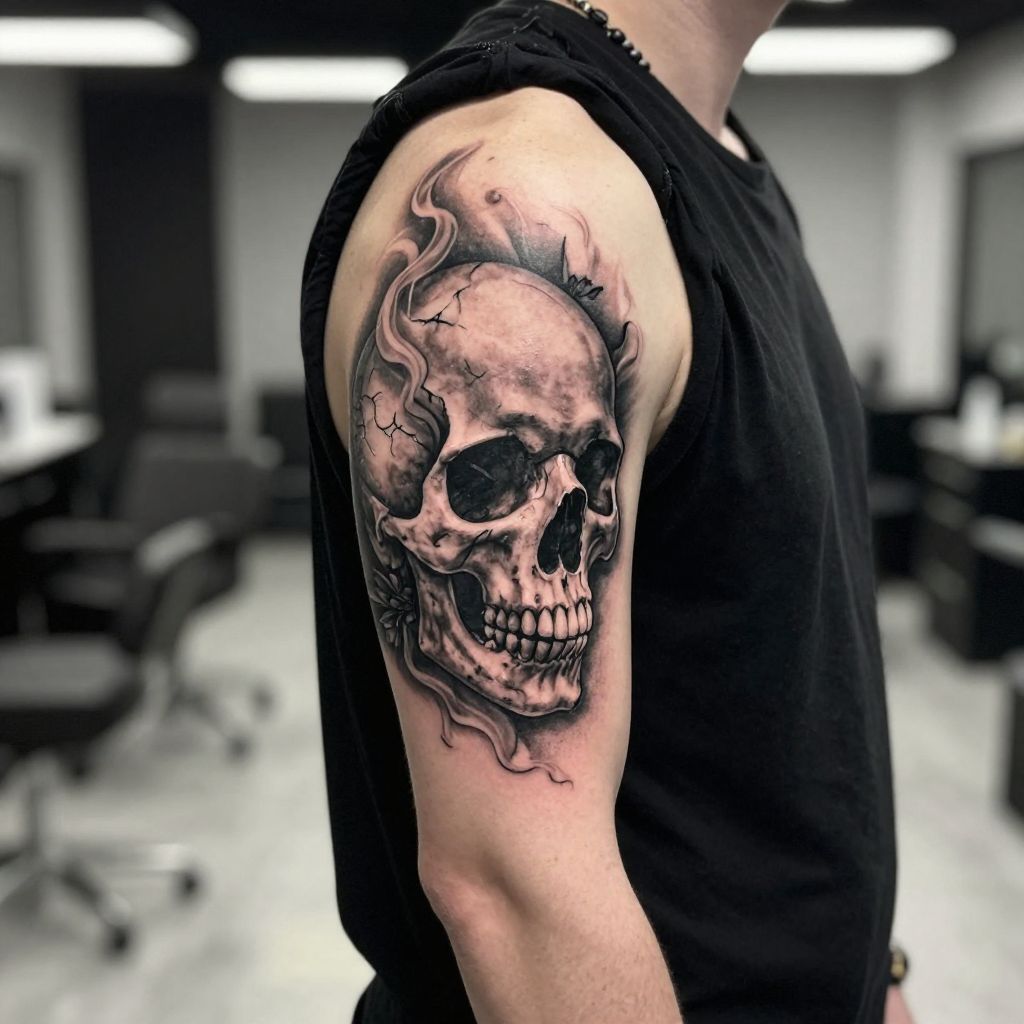 Skull and Smoke Half Sleeve