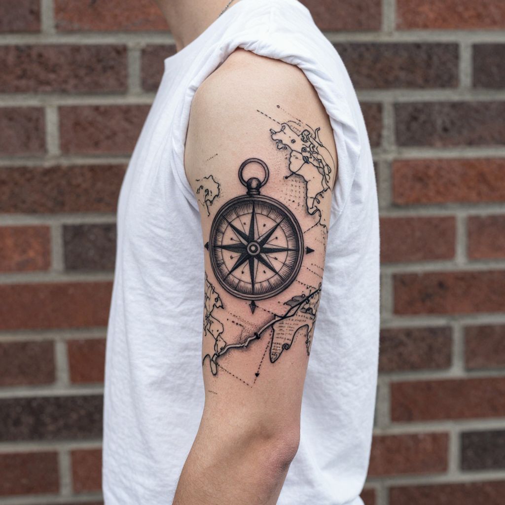 Compass and Map Half Sleeve