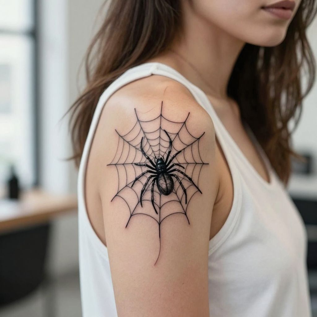 Spooky Spider Web with Hidden Spider