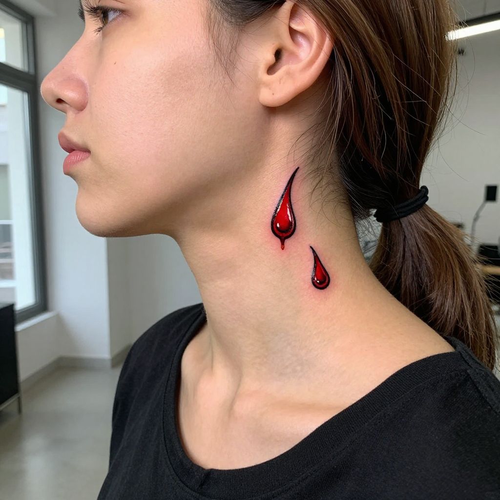 Vampire Bite with Dripping Blood Drops
