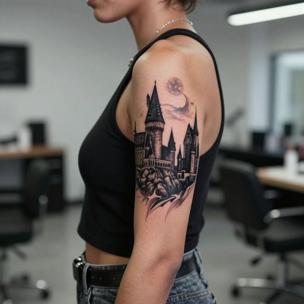 Harry Potter tattoo ideas - The Hogwarts Castle Silhouette