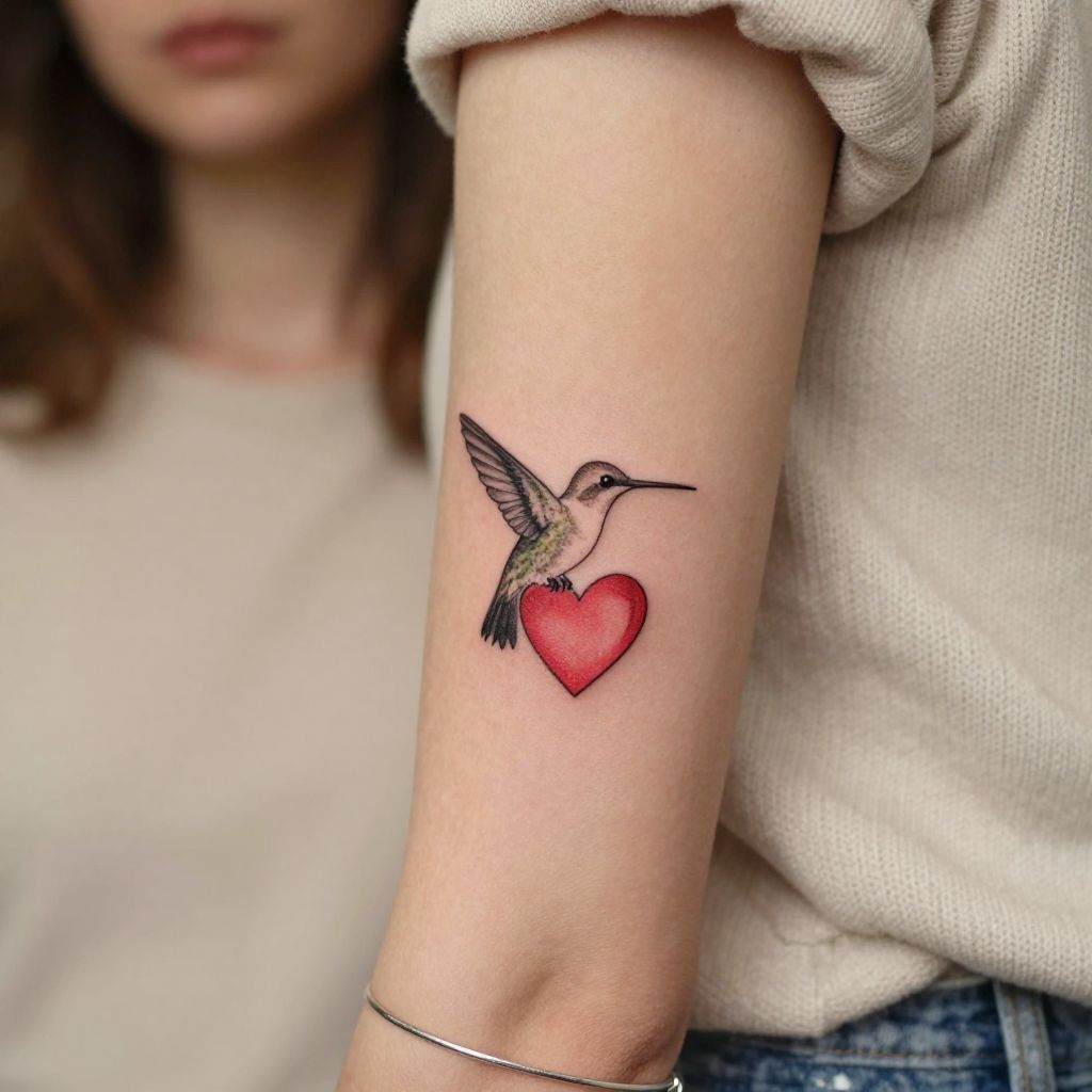 Hummingbird and Heart tattoo idea