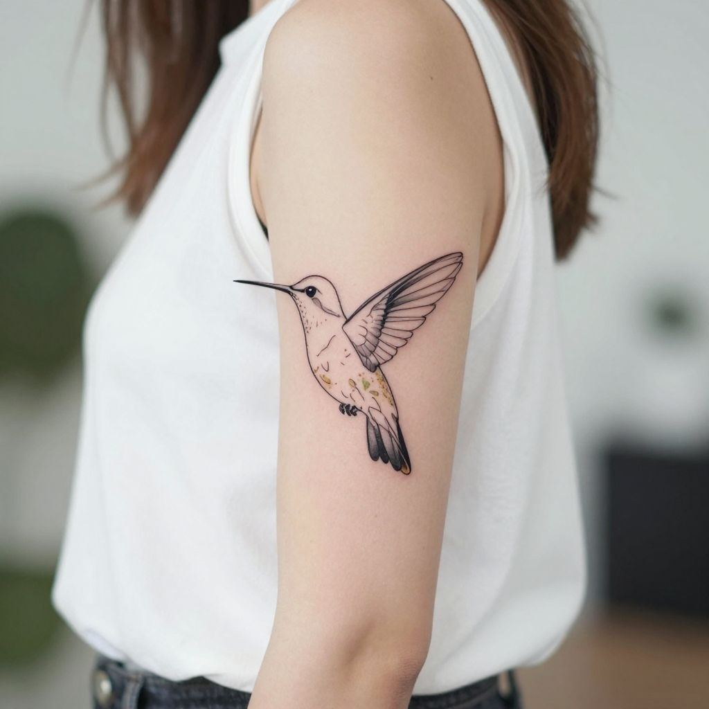 Abstract Line Hummingbird tattoo idea