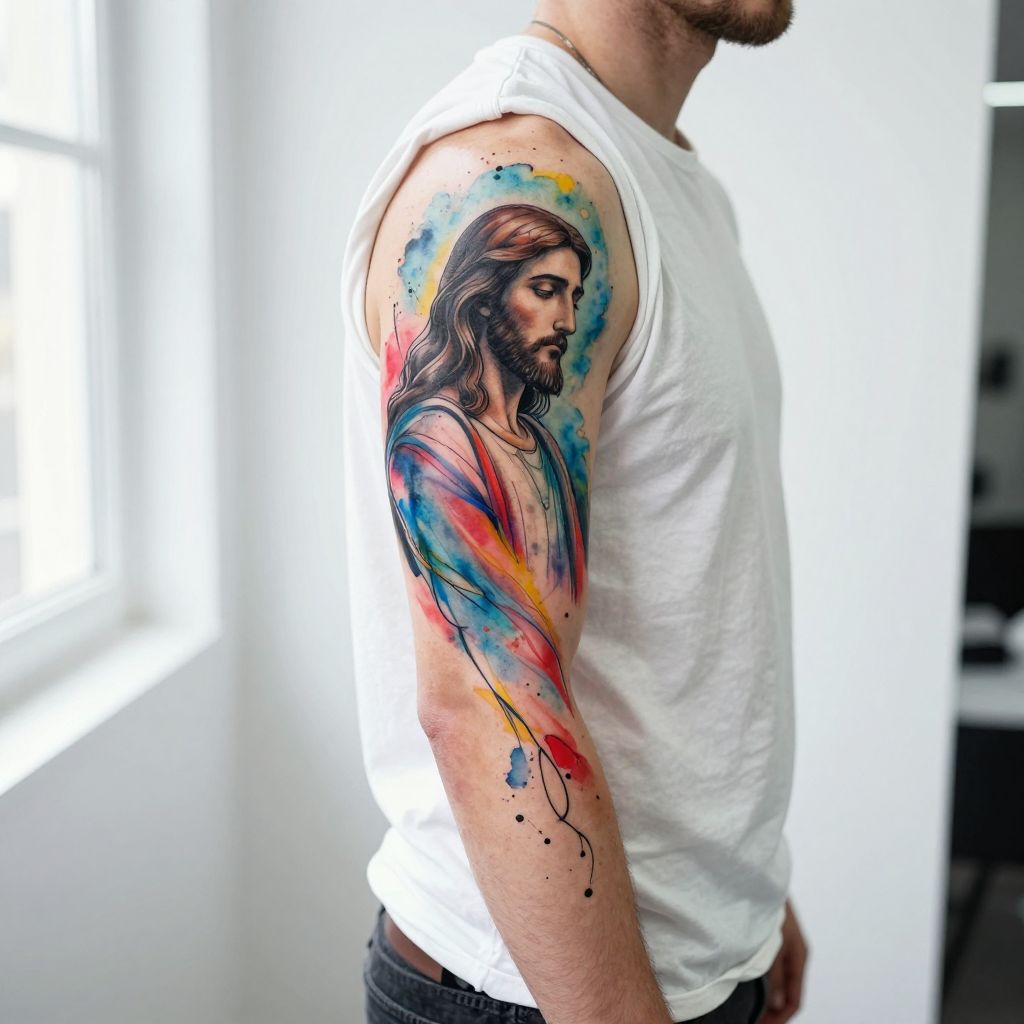 Jesus in Watercolor Style