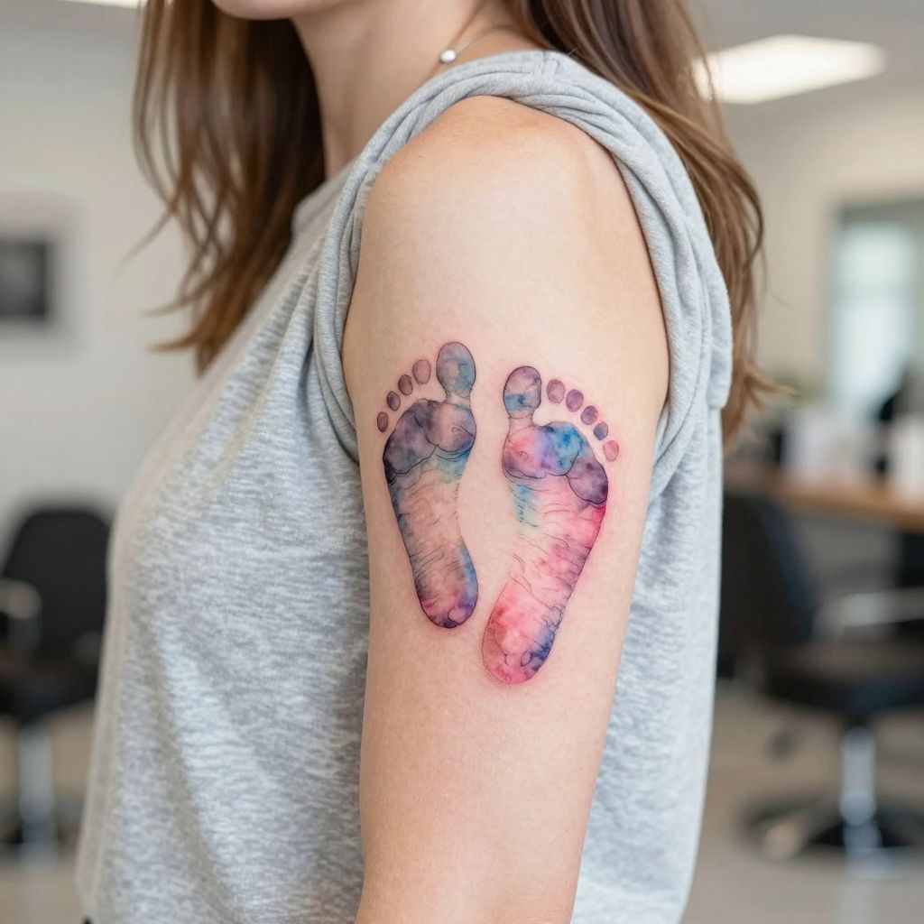 Watercolor Baby Footprints