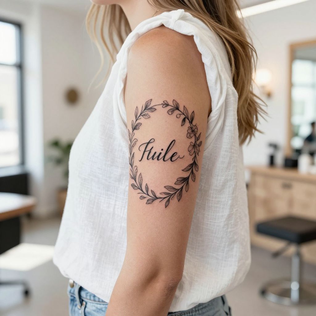 Floral Wreath Encircling Name