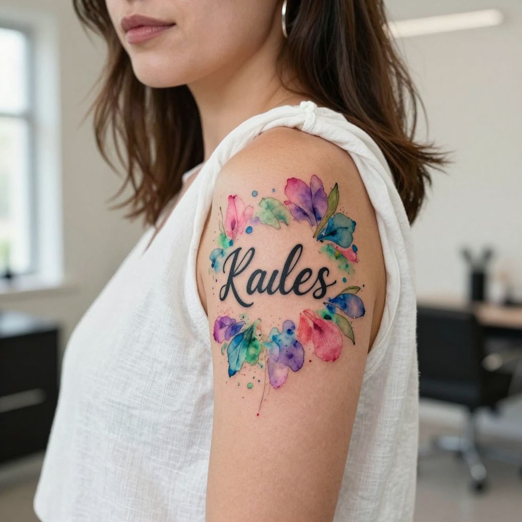 Watercolor Bloom Surrounding Name