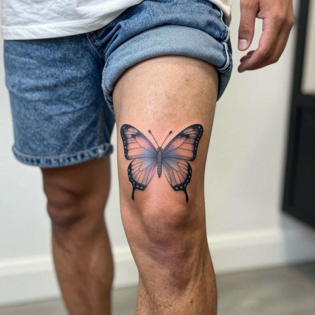 Butterfly knee tattoo idea