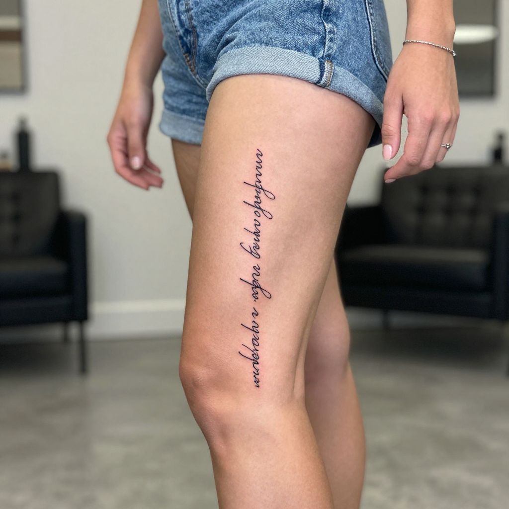 Minimal Script and Date Tattoo