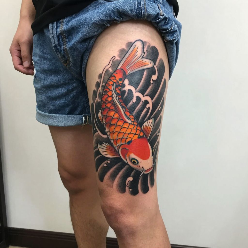 Japanese Koi Fish Thigh Piece