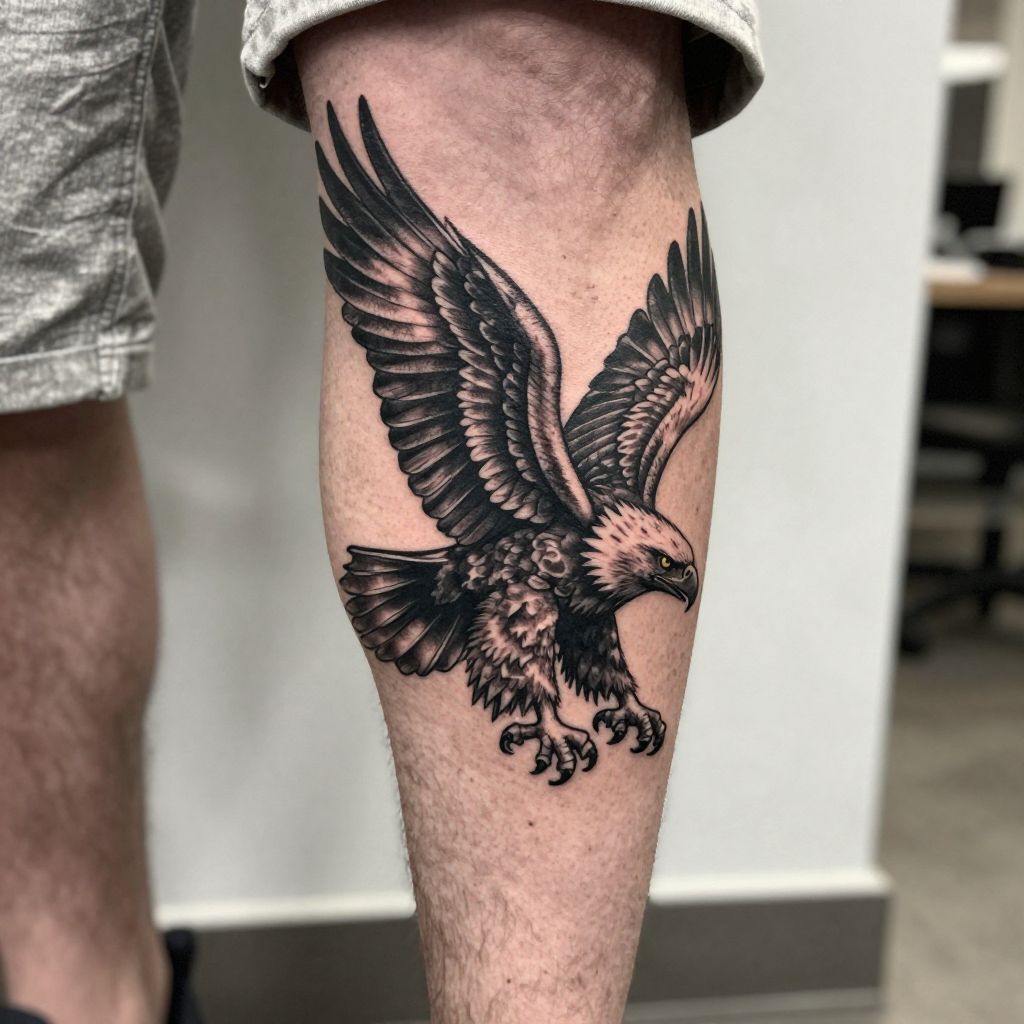 Eagle Hunting Leg Tattoo