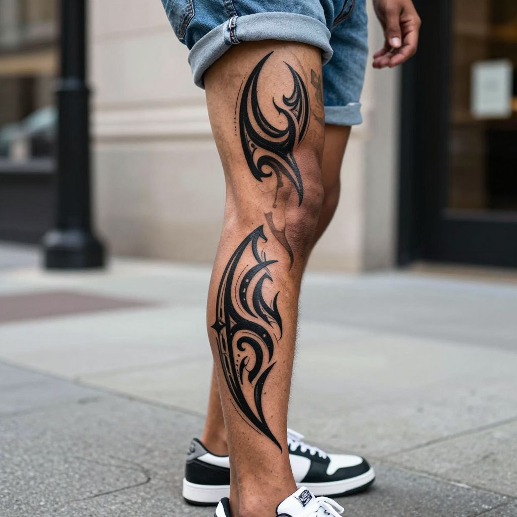 Tribal Leg Tattoo