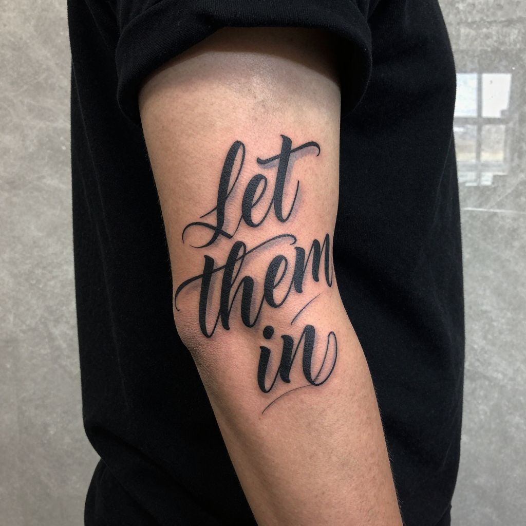Bold Script Let Them Phrase tattoo idea