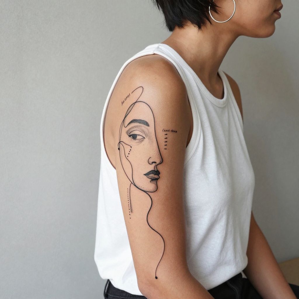 Abstract Faces with Let Them tattoo idea