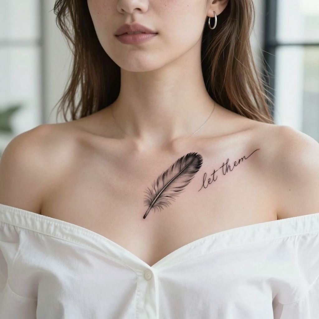 Feather Floating with Let Them tattoo idea