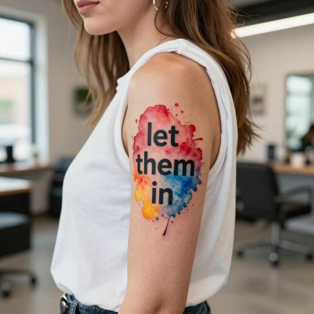 Abstract Watercolor Splotch with Let Them tattoo idea