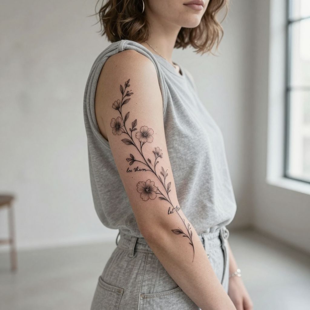 Floral Vine Wrapping Let Them tattoo idea