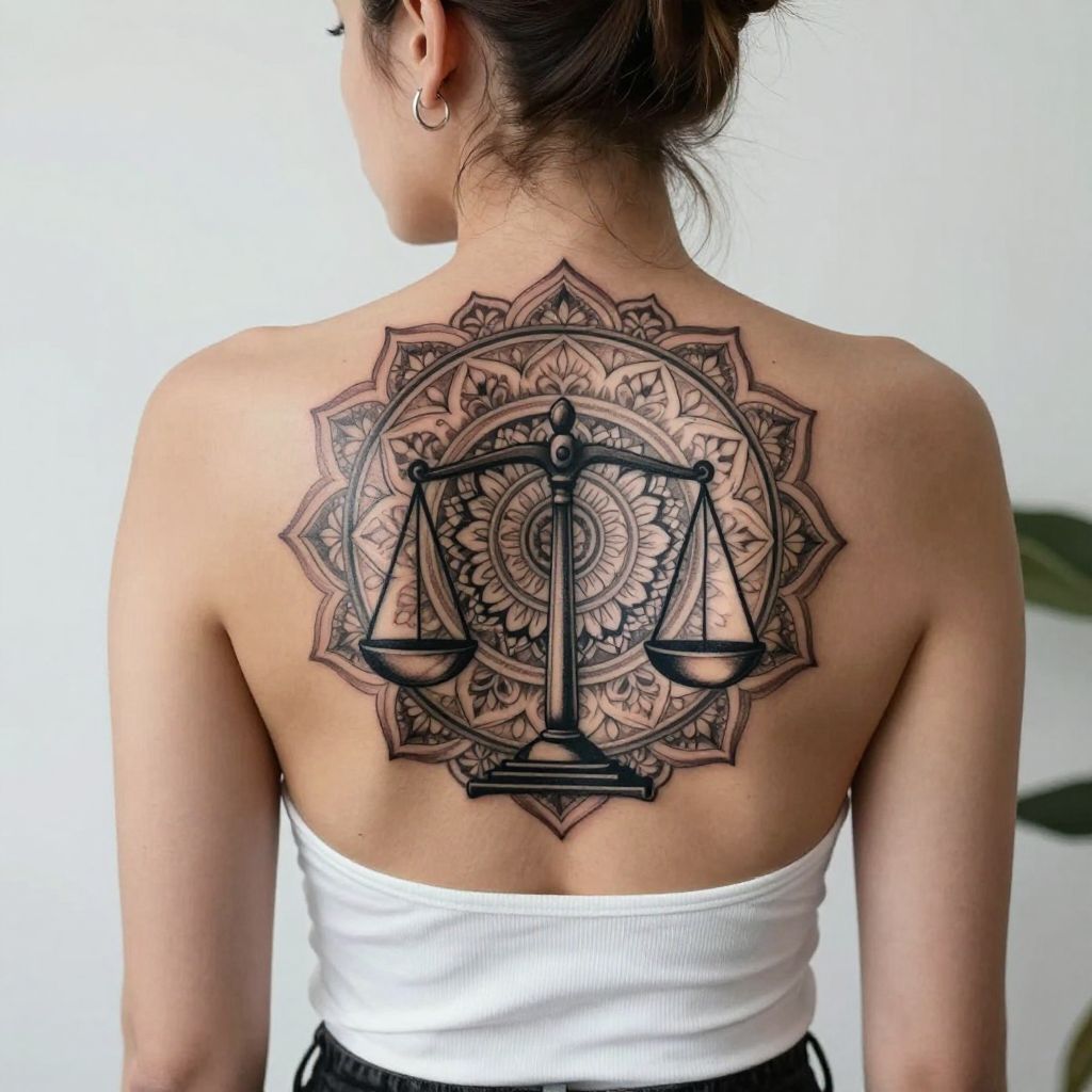 Libra Scales with Mandala Pattern image