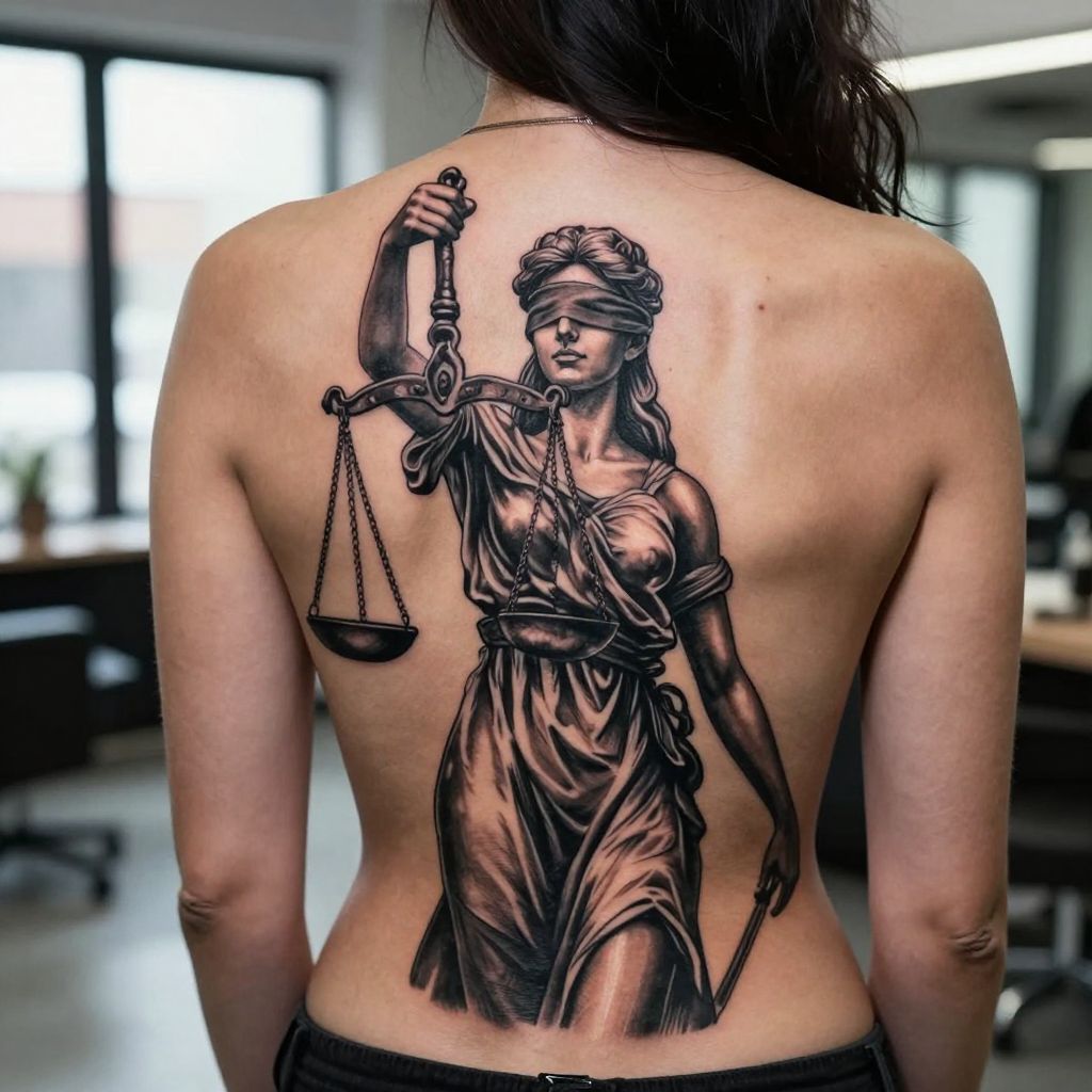 Libra and Justice Goddess Tattoo image