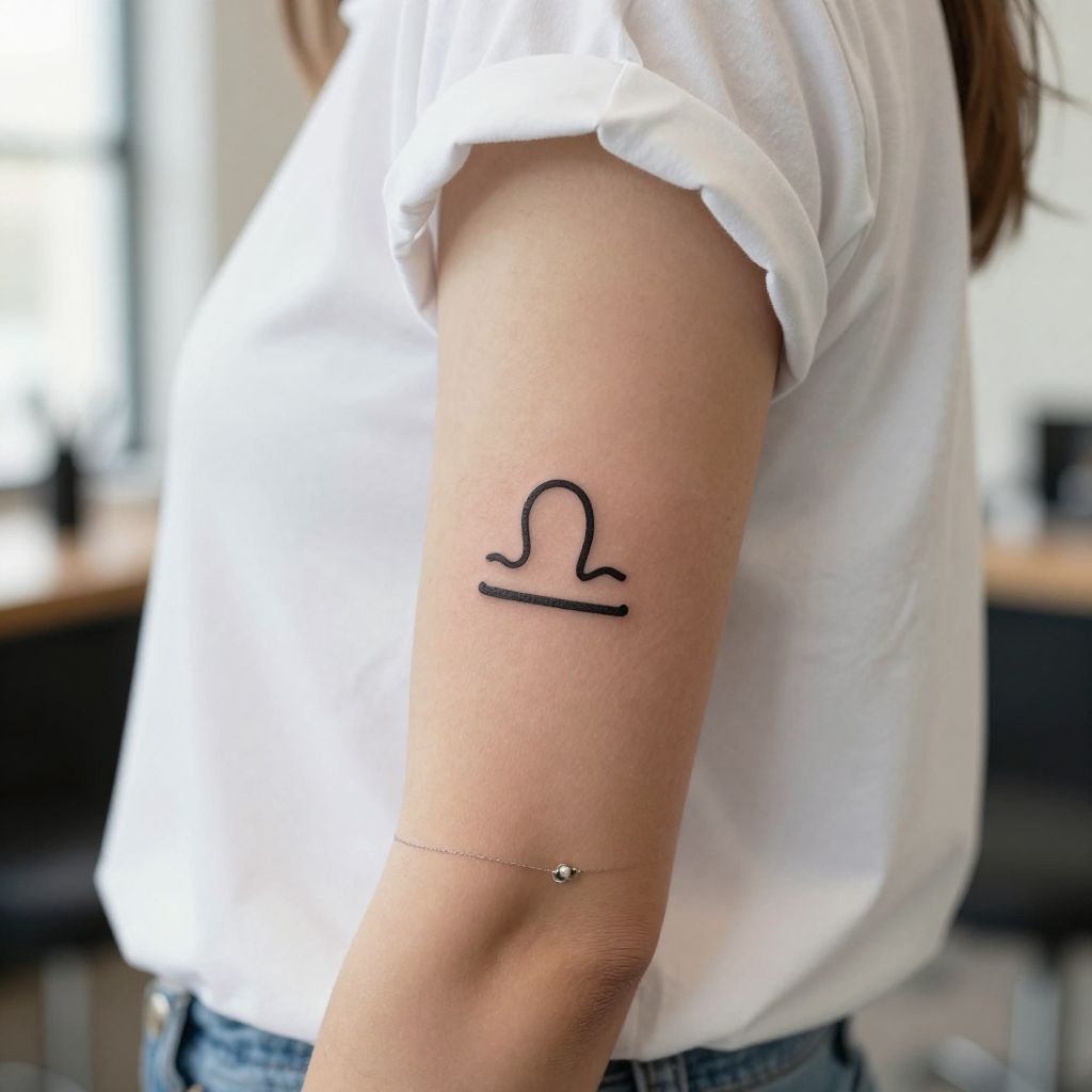 Minimalist Libra Symbol Line Tattoo image