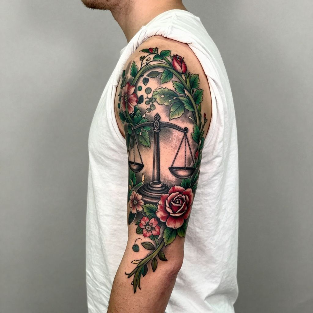 Floral Libra Scale Sleeve Segment image
