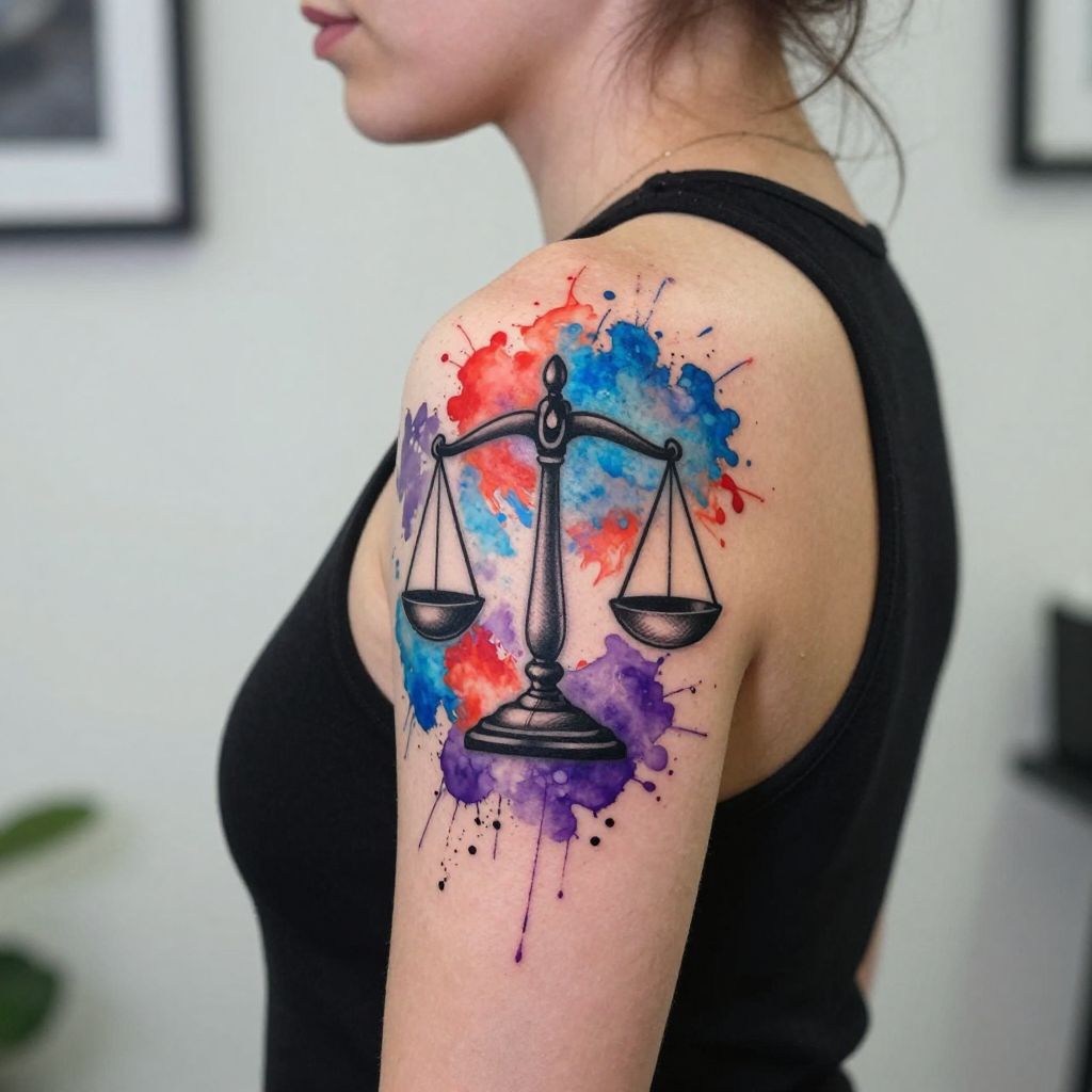 Libra Scales with Abstract Ink Splatter image