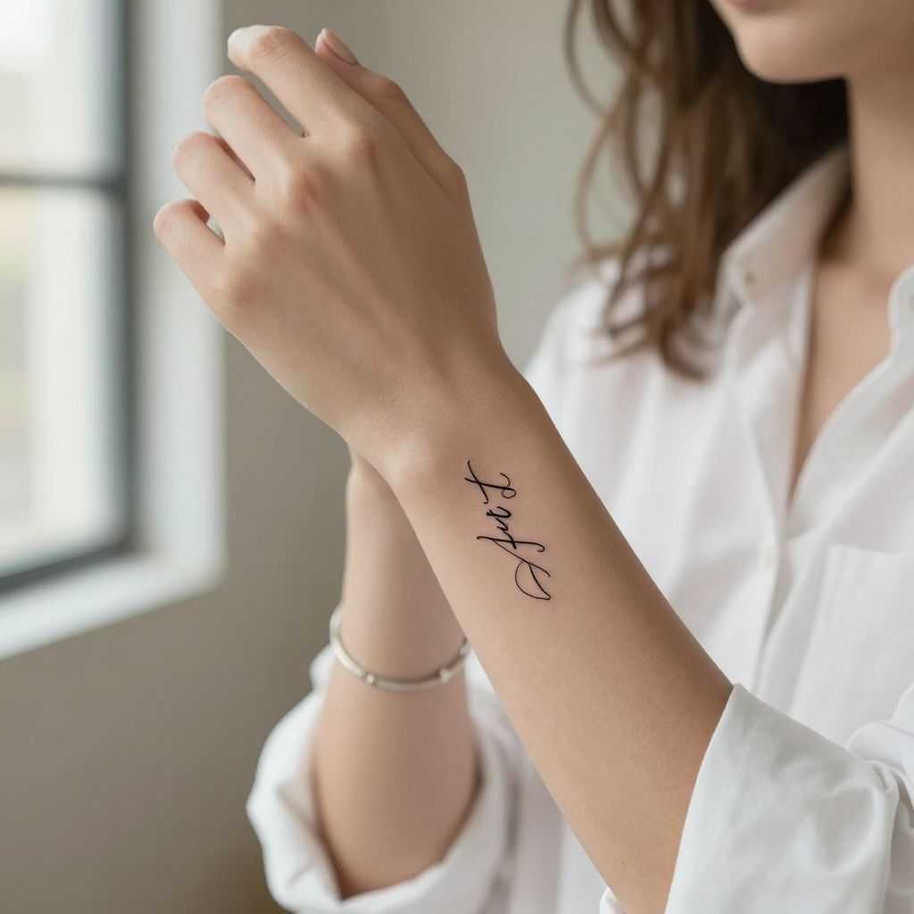 Libra Word Script Tattoo image