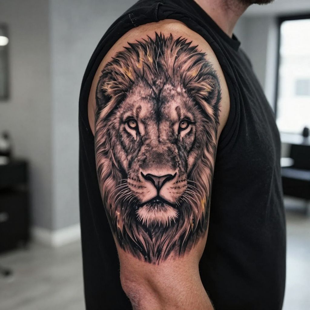 Realistic Lion Face
