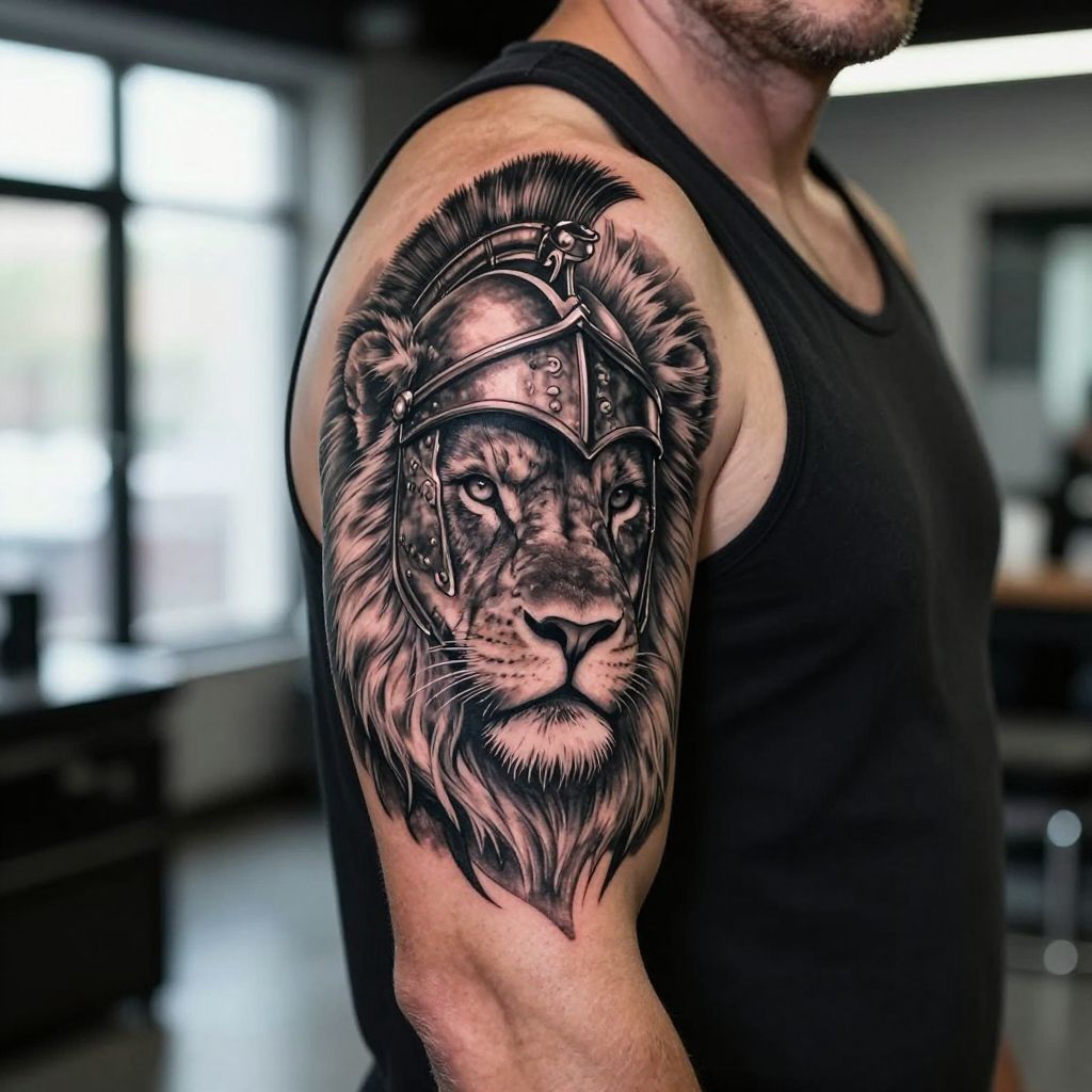 Lion and Warrior Helmet