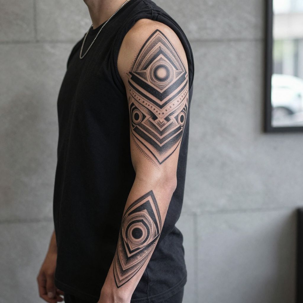 Geometric and Dotwork Sleeve