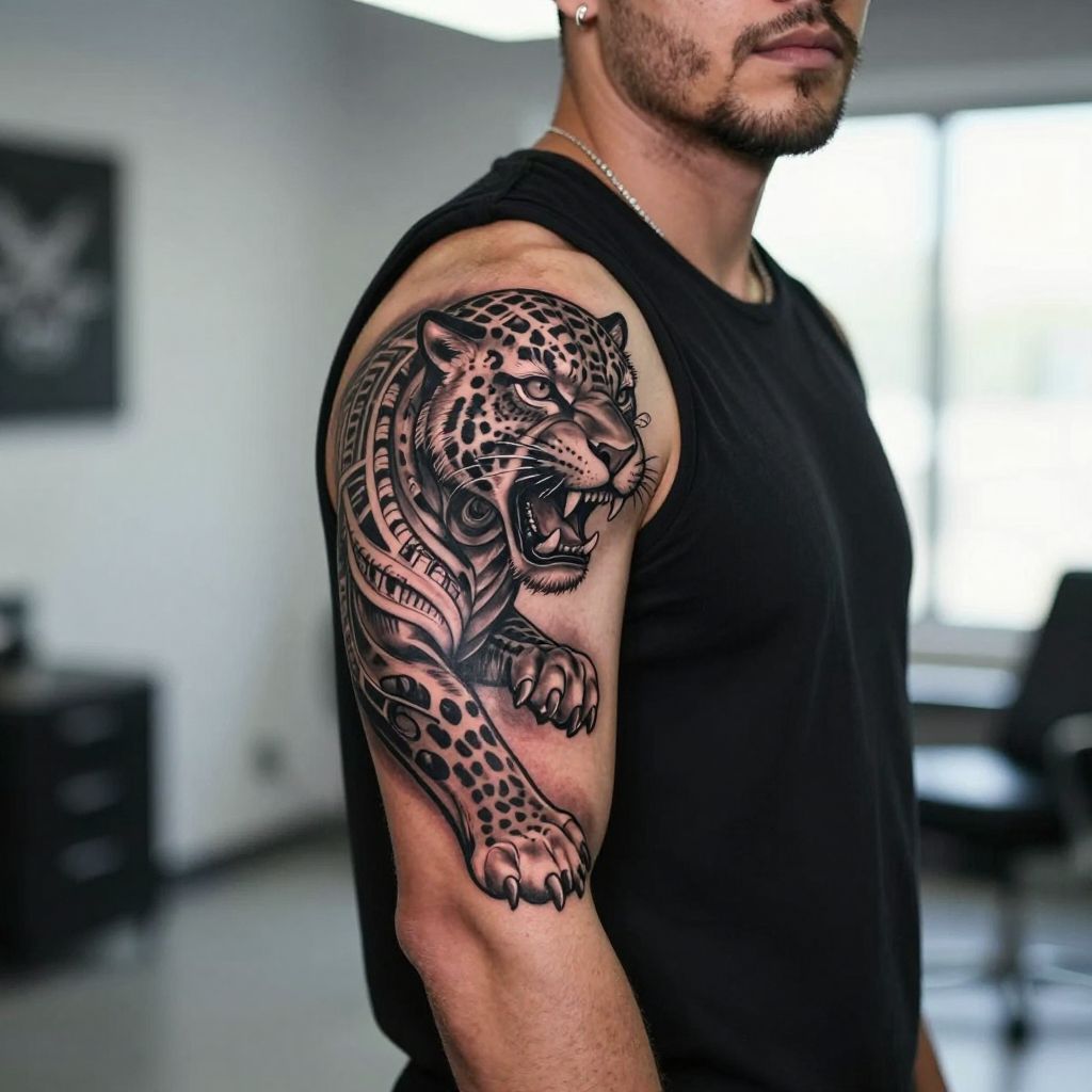 Mexican Warrior Jaguar tattoo