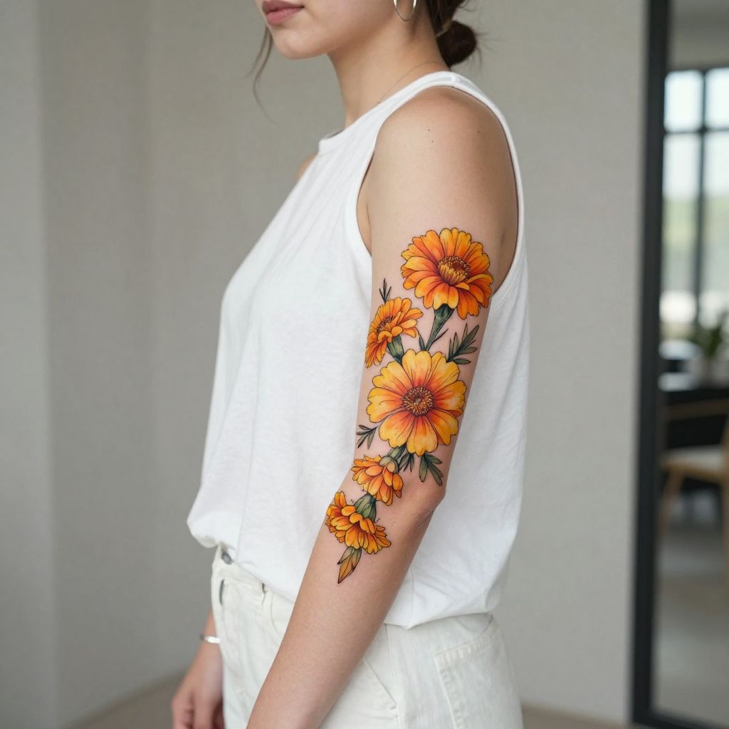Marigold Garland tattoo