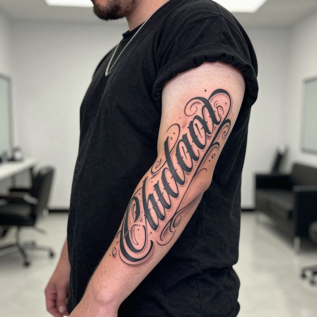 Chicano Lettering tattoo