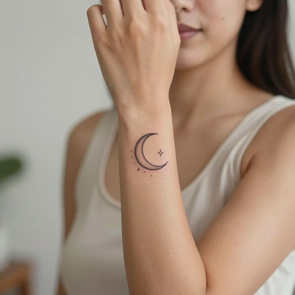 Crescent Moon Wrist Tattoo