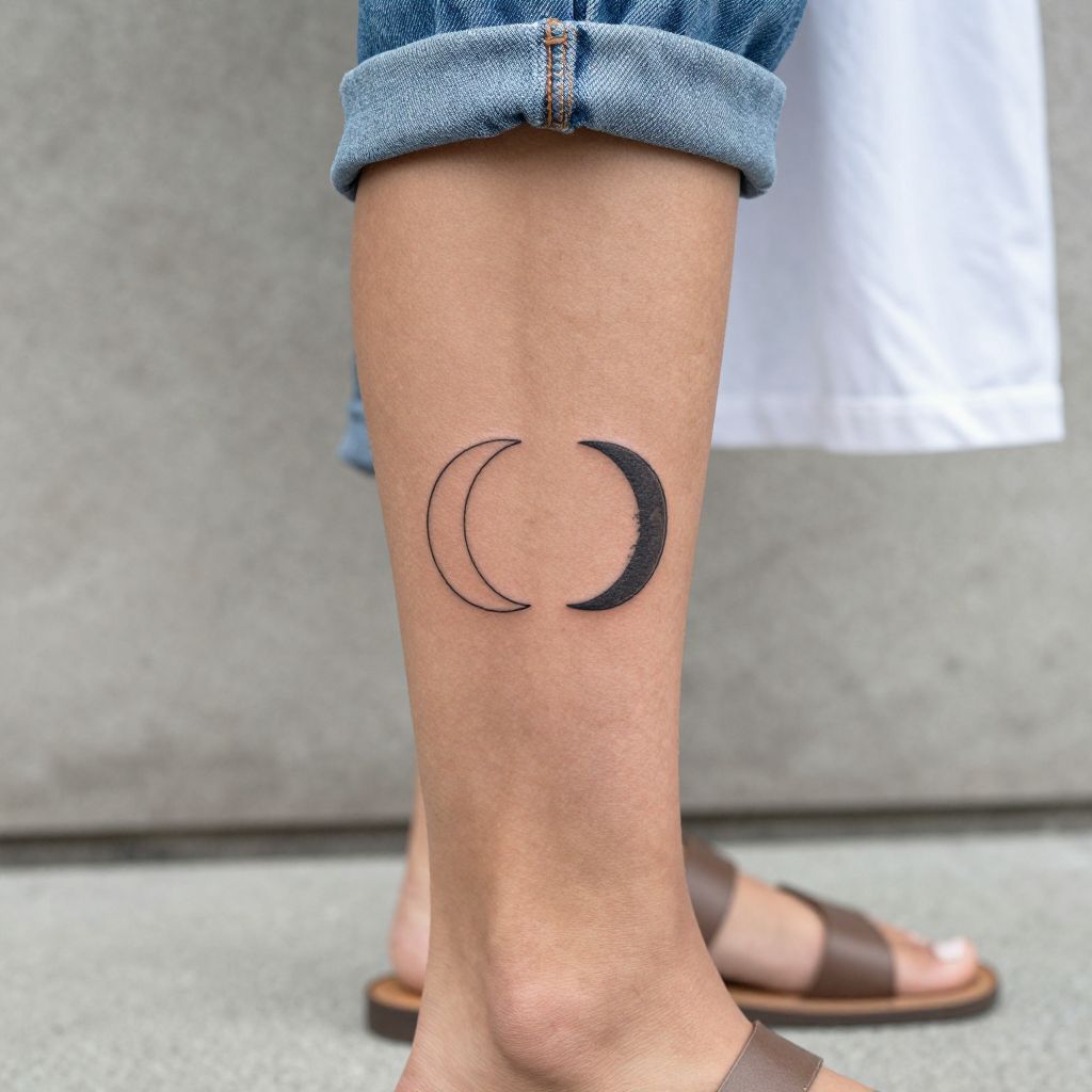 Minimalist Double Moon Tattoo