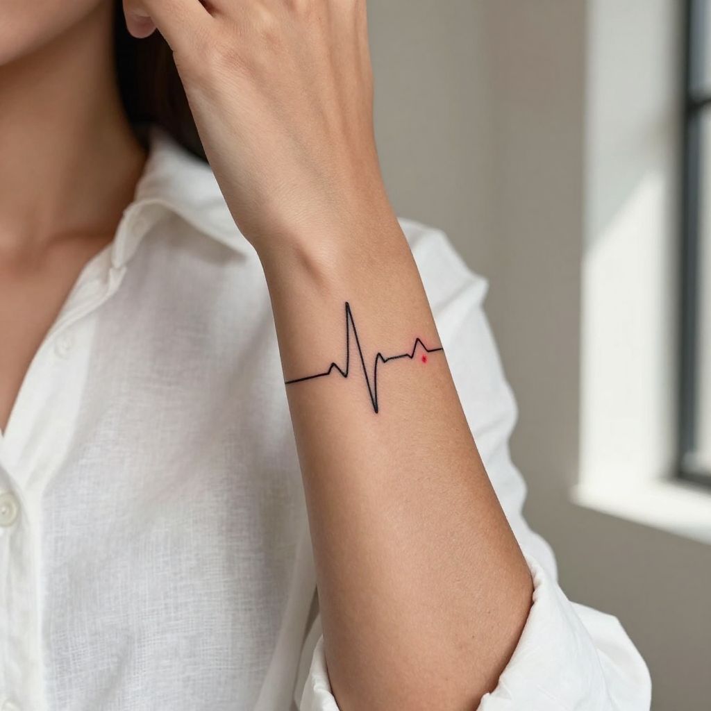 Delicate Heartbeat Line Tattoo