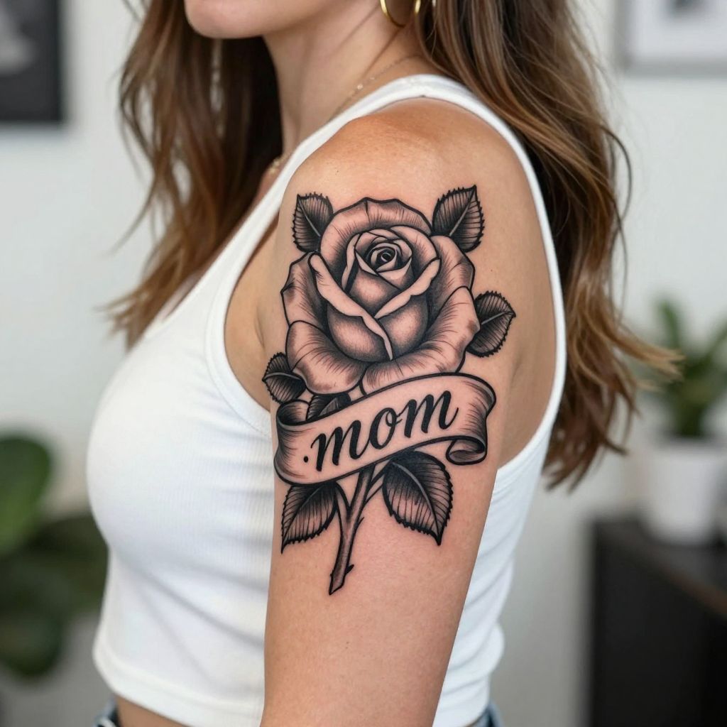 Classic Rose with Name Banner
