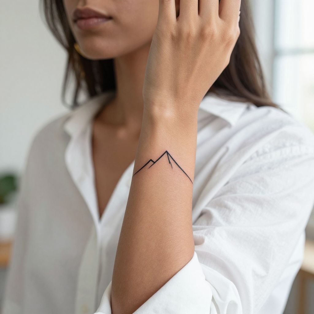 Minimalist Single Peak mountain tattoo idea