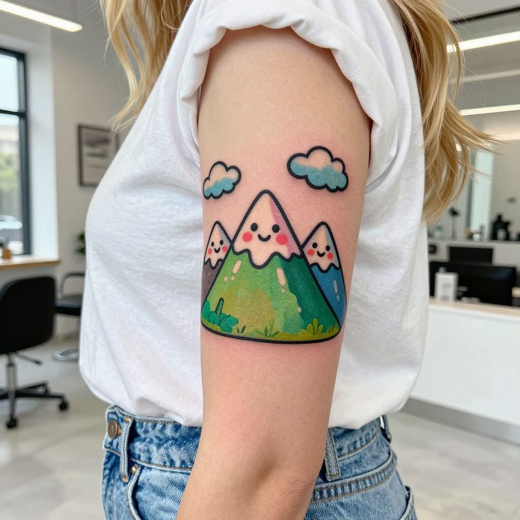 Cute Mountain Cartoon tattoo idea