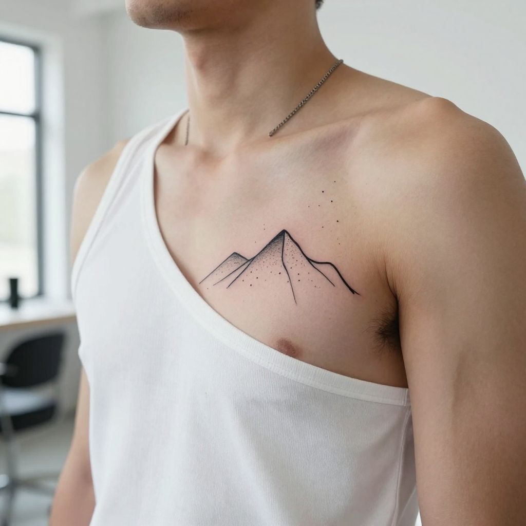 Abstract Mountain with Lines and Dots tattoo idea