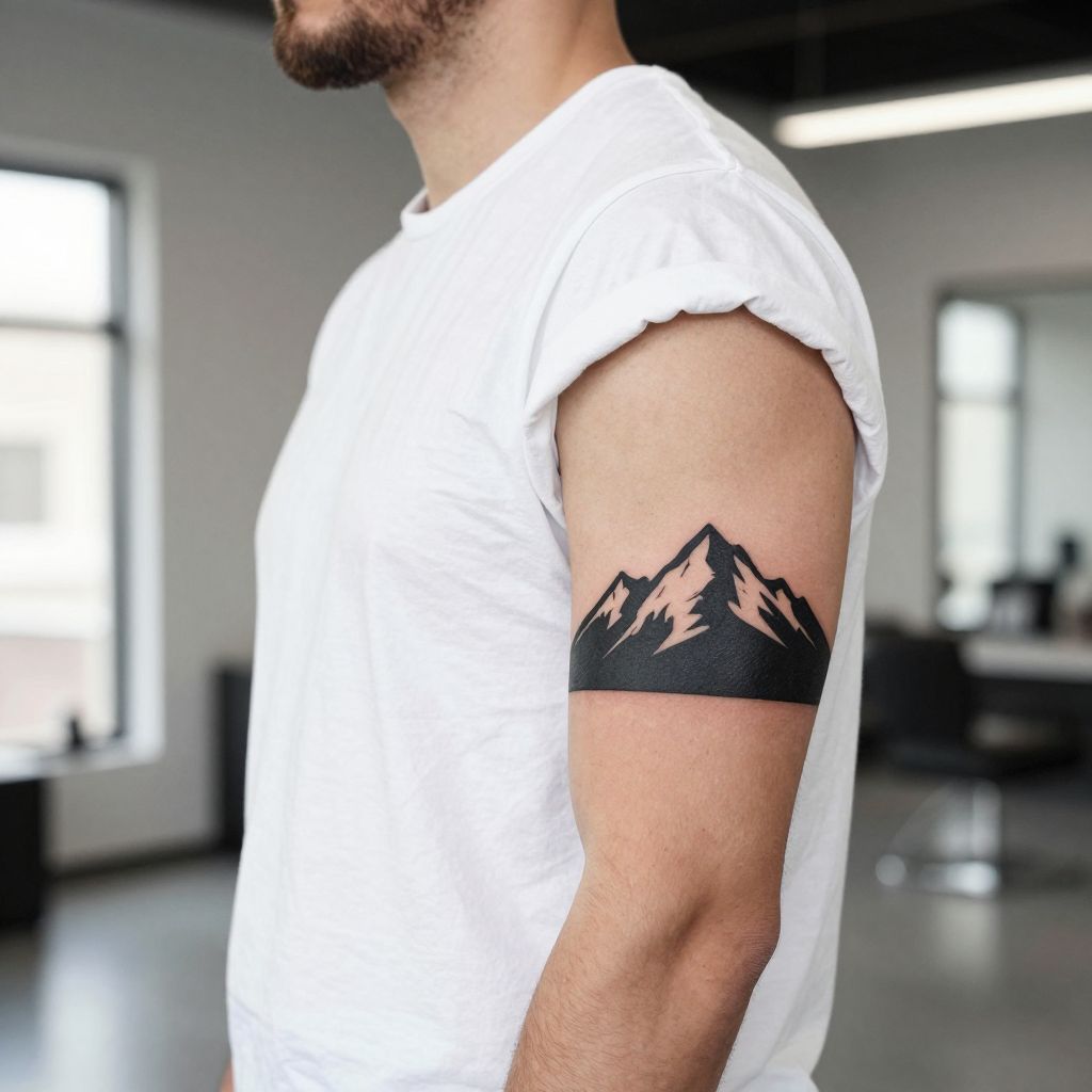 Blackwork Mountain Silhouette tattoo idea