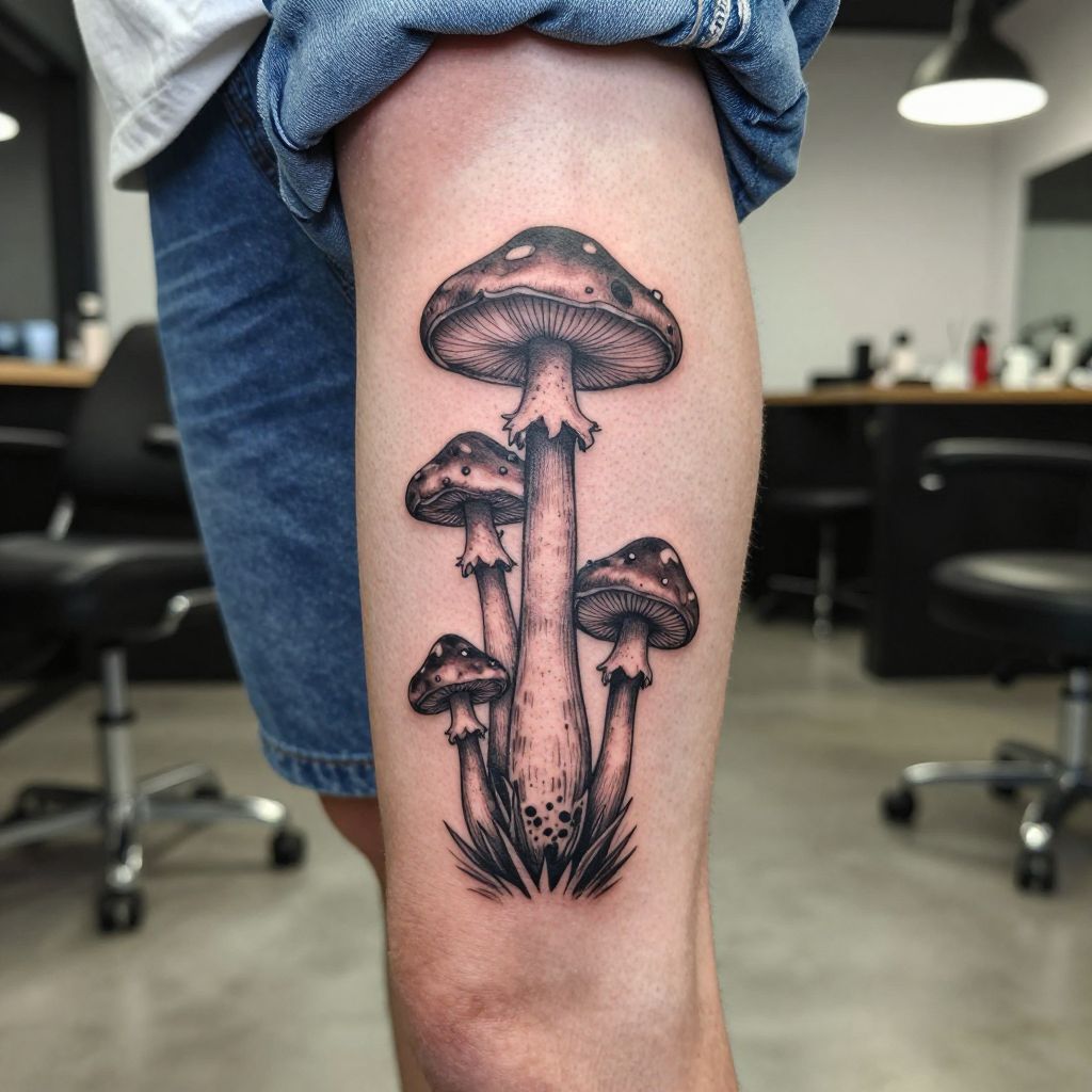 Stacked Mushroom Tower tattoo idea